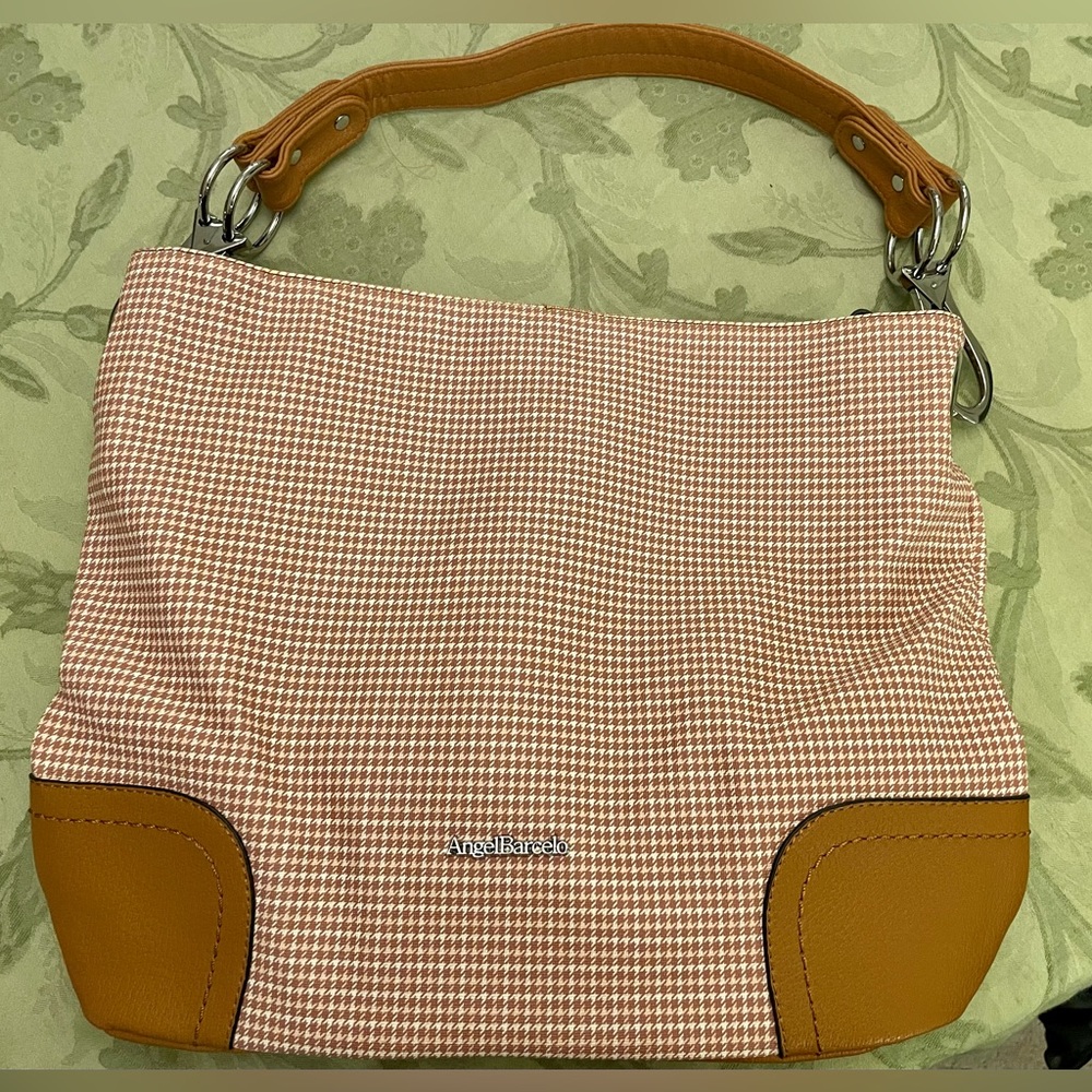 For Angel Only > New Angel Barcelo Shoulder Bag Small Neutral Houndstooth Print - Picture 4 of 16